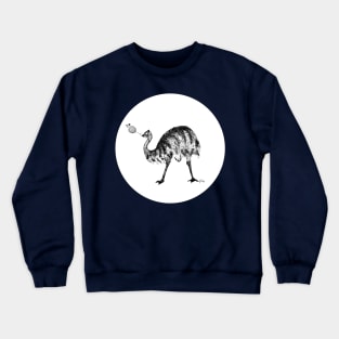 Emu playing badminton Crewneck Sweatshirt